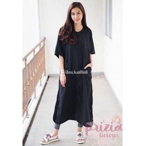 Baju Kaftan Tunic Wanita Warna Grey Cream Black White 