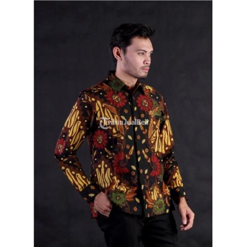  Kemeja  Batik Pria  Lengan Panjang Bahan Katun  Kombinasi 