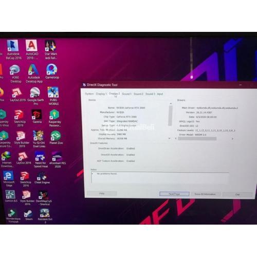 Laptop Asus Rog Scar 3 Bekas Core i7 RTX 2060 Gaming Murah 